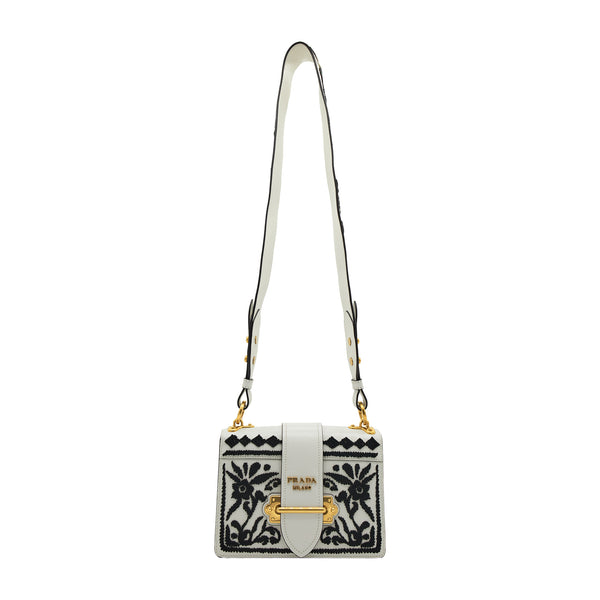 Prada cahier 2025 embroidered shoulder bag